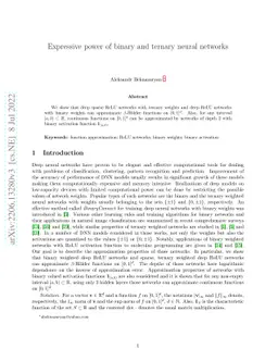 Expressive power of binary and ternary neural networks