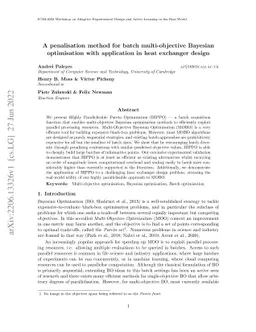 A penalisation method for batch multi-objective Bayesian optimisation
  with application in heat exchanger design