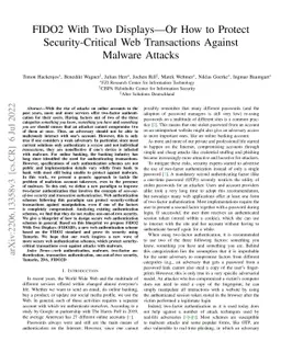 FIDO2 With Two Displays-Or How to Protect Security-Critical Web
  Transactions Against Malware Attacks