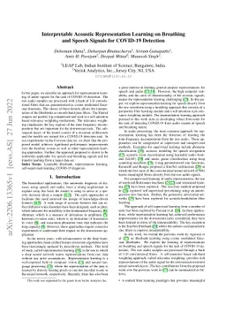 Interpretable Acoustic Representation Learning on Breathing and Speech
  Signals for COVID-19 Detection