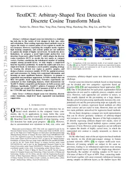 TextDCT: Arbitrary-Shaped Text Detection via Discrete Cosine Transform
  Mask