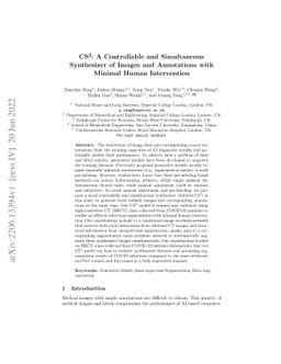 CS$^2$: A Controllable and Simultaneous Synthesizer of Images and
  Annotations with Minimal Human Intervention