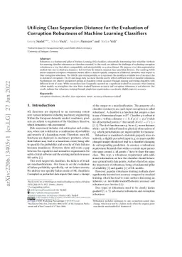 Utilizing Class Separation Distance for the Evaluation of Corruption Robustness of Machine Learning Classifiers