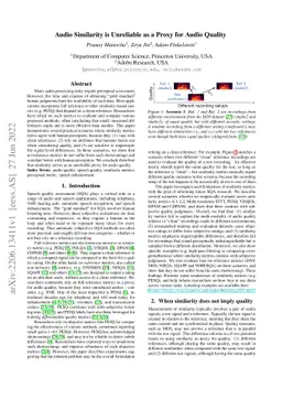 Audio Similarity is Unreliable as a Proxy for Audio Quality