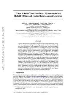 When to Trust Your Simulator: Dynamics-Aware Hybrid Offline-and-Online Reinforcement Learning