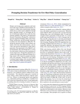 Prompting Decision Transformer for Few-Shot Policy Generalization