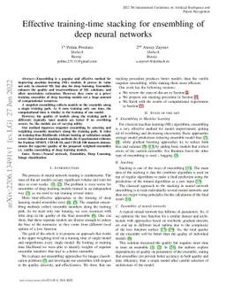 Effective training-time stacking for ensembling of deep neural networks