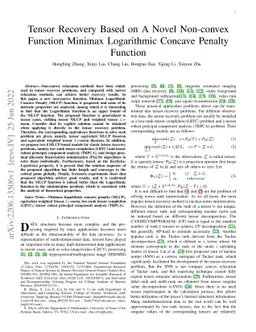 Tensor Recovery Based on A Novel Non-convex Function Minimax Logarithmic
  Concave Penalty Function