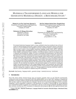 Materials Transformers Language Models for Generative Materials Design:
  a benchmark study