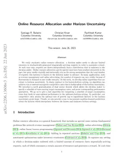 Online Resource Allocation under Horizon Uncertainty