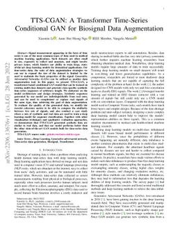TTS-CGAN: A Transformer Time-Series Conditional GAN for Biosignal Data
  Augmentation