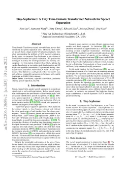 Tiny-Sepformer: A Tiny Time-Domain Transformer Network for Speech
  Separation