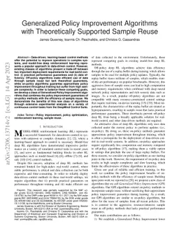 Generalized Policy Improvement Algorithms with Theoretically Supported
  Sample Reuse