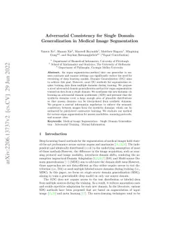 Adversarial Consistency for Single Domain Generalization in Medical
  Image Segmentation