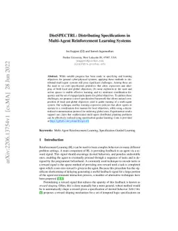 DistSPECTRL: Distributing Specifications in Multi-Agent Reinforcement
  Learning Systems