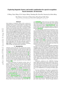 Exploring linguistic feature and model combination for speech
  recognition based automatic AD detection