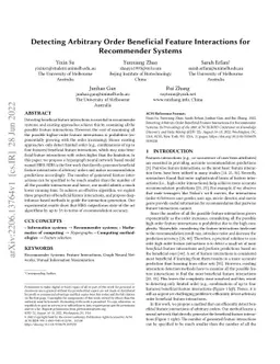 Detecting Arbitrary Order Beneficial Feature Interactions for
  Recommender Systems