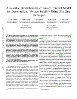 A Scalable Blockchain-based Smart Contract Model for Decentralized
  Voltage Stability Using Sharding Technique
