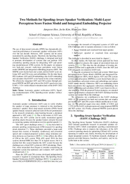 Two Methods for Spoofing-Aware Speaker Verification: Multi-Layer
  Perceptron Score Fusion Model and Integrated Embedding Projector