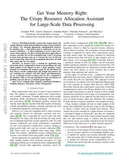 Get Your Memory Right: The Crispy Resource Allocation Assistant for
  Large-Scale Data Processing