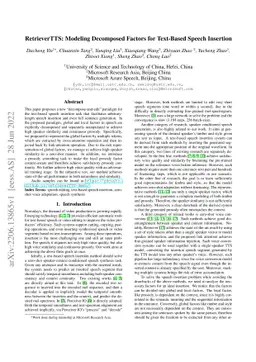 RetrieverTTS: Modeling Decomposed Factors for Text-Based Speech
  Insertion