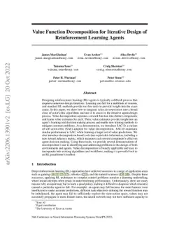 Value Function Decomposition for Iterative Design of Reinforcement
  Learning Agents