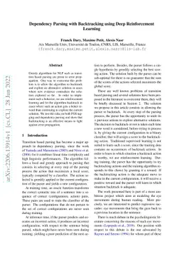 Dependency Parsing with Backtracking using Deep Reinforcement Learning