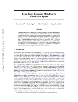 Long Range Language Modeling via Gated State Spaces