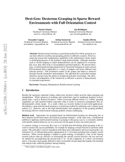 Dext-Gen: Dexterous Grasping in Sparse Reward Environments with Full
  Orientation Control
