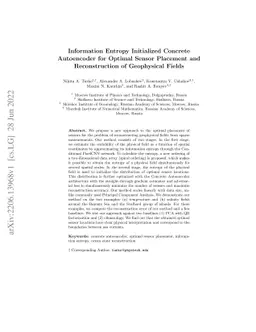 Information Entropy Initialized Concrete Autoencoder for Optimal Sensor
  Placement and Reconstruction of Geophysical Fields