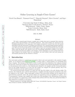 Online Learning in Supply-Chain Games