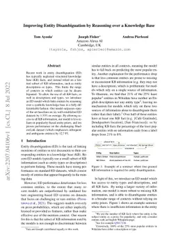 Improving Entity Disambiguation by Reasoning over a Knowledge Base