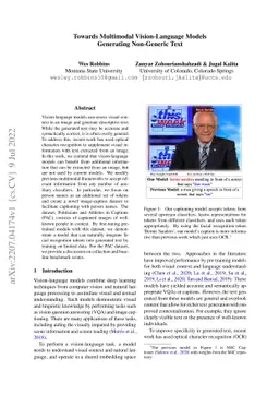 Towards Multimodal Vision-Language Models Generating Non-Generic Text