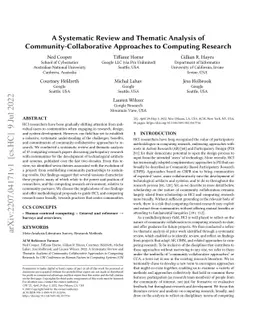 A Systematic Review and Thematic Analysis of Community-Collaborative
  Approaches to Computing Research
