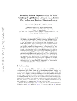 Learning Robust Representation for Joint Grading of Ophthalmic Diseases
  via Adaptive Curriculum and Feature Disentanglement