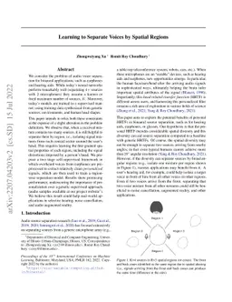 Learning to Separate Voices by Spatial Regions