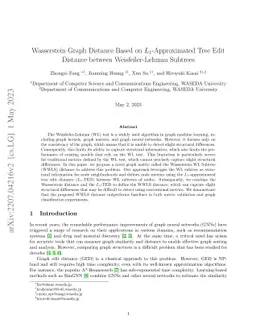 Wasserstein Graph Distance Based on $L_1$-Approximated Tree Edit
  Distance between Weisfeiler-Lehman Subtrees