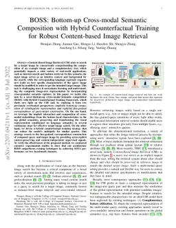 BOSS: Bottom-up Cross-modal Semantic Composition with Hybrid
  Counterfactual Training for Robust Content-based Image Retrieval