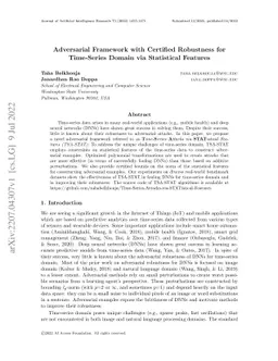 Adversarial Framework with Certified Robustness for Time-Series Domain
  via Statistical Features