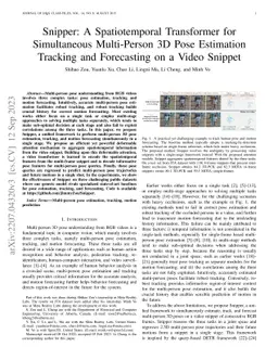 Snipper: A Spatiotemporal Transformer for Simultaneous Multi-Person 3D
  Pose Estimation Tracking and Forecasting on a Video Snippet