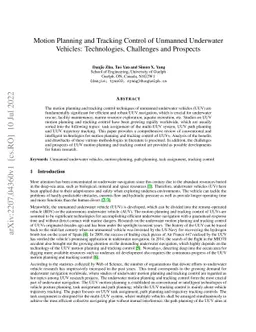 Motion Planning and Tracking Control of Unmanned Underwater Vehicles:
  Technologies, Challenges and Prospects