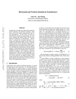 Horizontal and Vertical Attention in Transformers