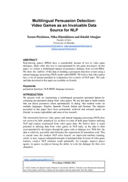 Multilingual Persuasion Detection: Video Games as an Invaluable Data
  Source for NLP