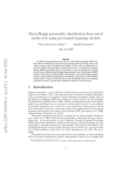 Myers-Briggs personality classification from social media text using
  pre-trained language models