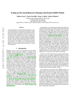Scaling up ML-based Black-box Planning with Partial STRIPS Models