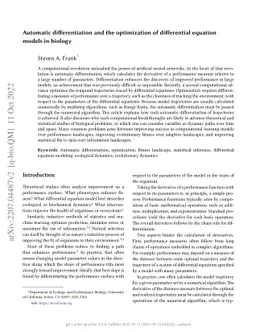 Automatic differentiation and the optimization of differential equation
  models in biology