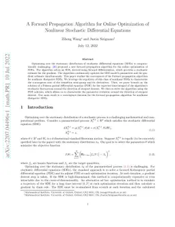 A Forward Propagation Algorithm for Online Optimization of Nonlinear
  Stochastic Differential Equations