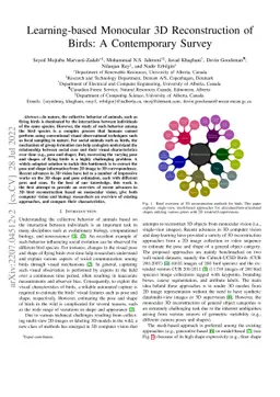 Learning-based Monocular 3D Reconstruction of Birds: A Contemporary
  Survey