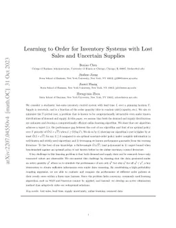 Learning to Order for Inventory Systems with Lost Sales and Uncertain
  Supplies
