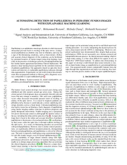 Automating Detection of Papilledema in Pediatric Fundus Images with
  Explainable Machine Learning